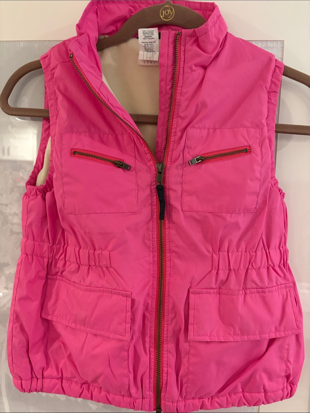 J Crew Crew Cuts Hot Pink Puffer Vest with Front Pockets